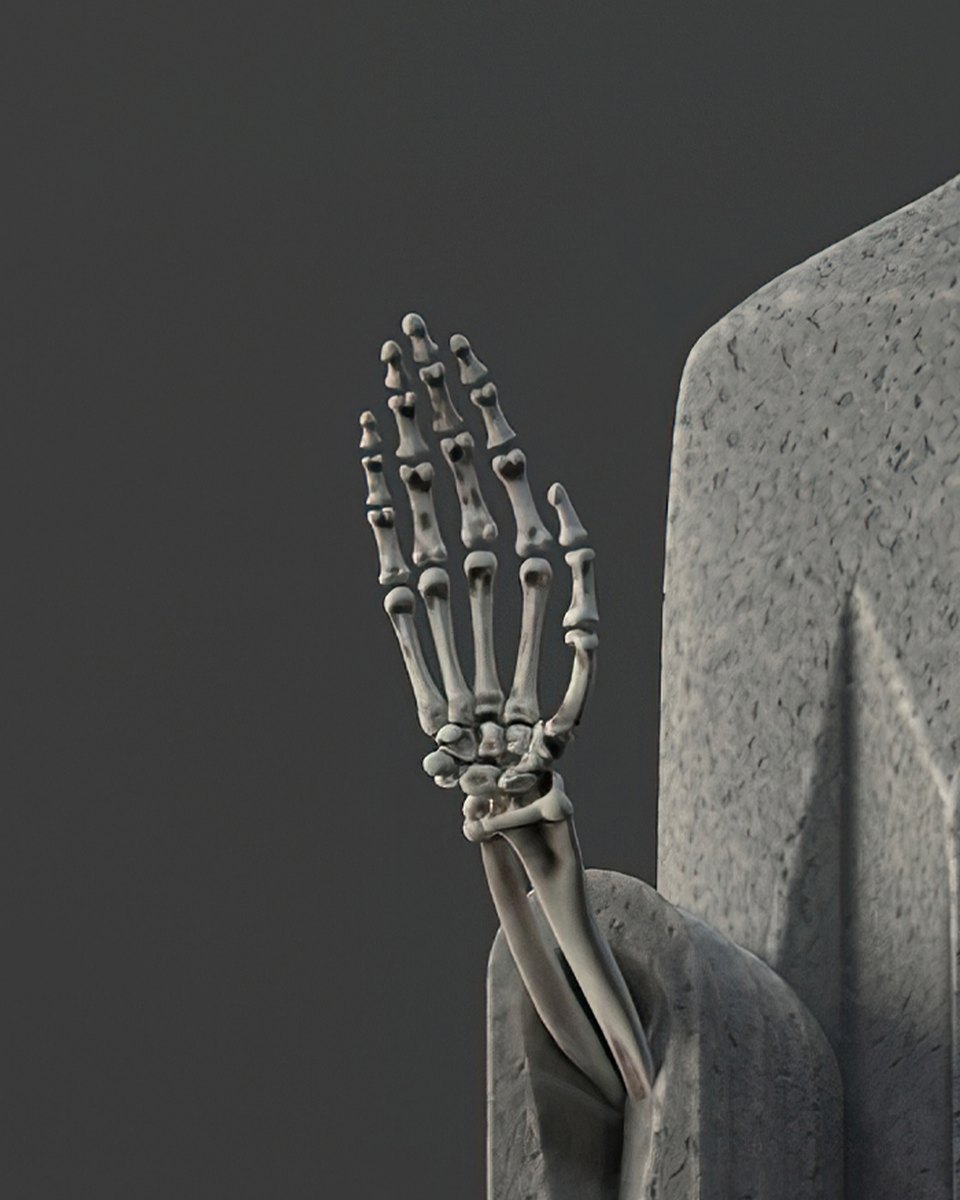 Lámina del Cristo del Oterror, detalle de las manos de hueso