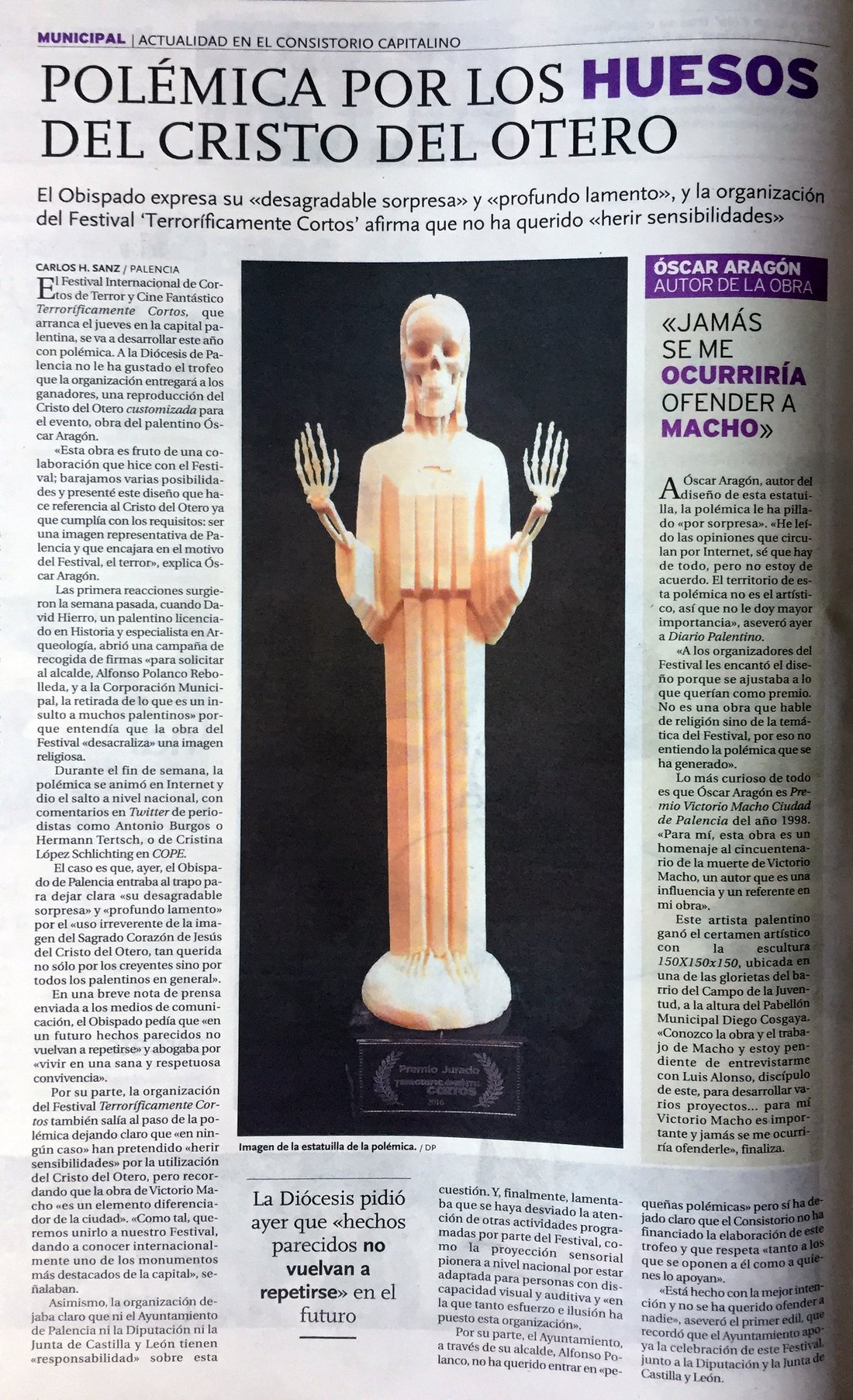 Página del Diario Palentino: Polémica por los huesos del Cristo del Otero