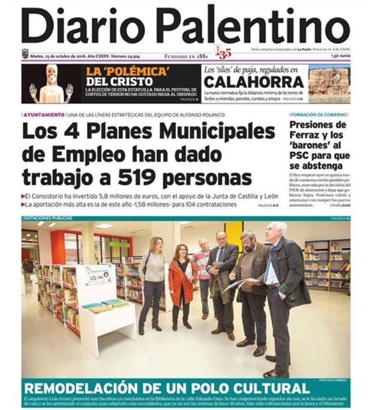Portada del Diario Palentino con la polémica del Cristo
